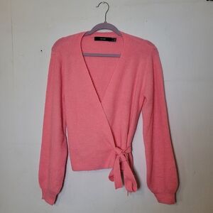 Vero Moda Bubblegum Pink Knit Wrap Sweater Size Medium